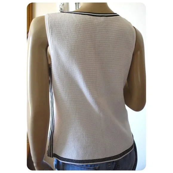 St John Sport White Waffle Knit Shell Tank Top Tennis Preppy Size S - Picture 3 of 4